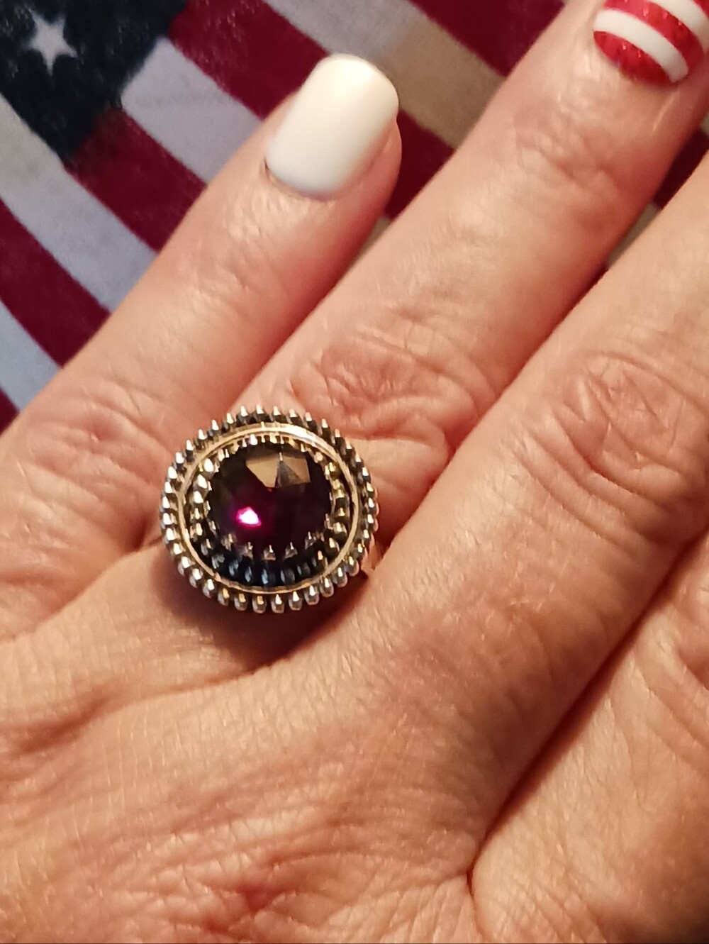 Sterling Silver Faceted Garnet Ring, Size 8.5, NWT